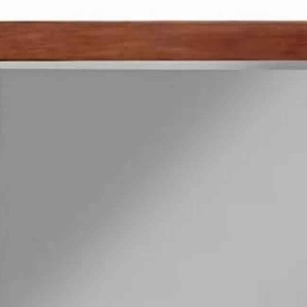Wooden Frame Dresser Mirror with Natural Grain Details, Cherry Brown