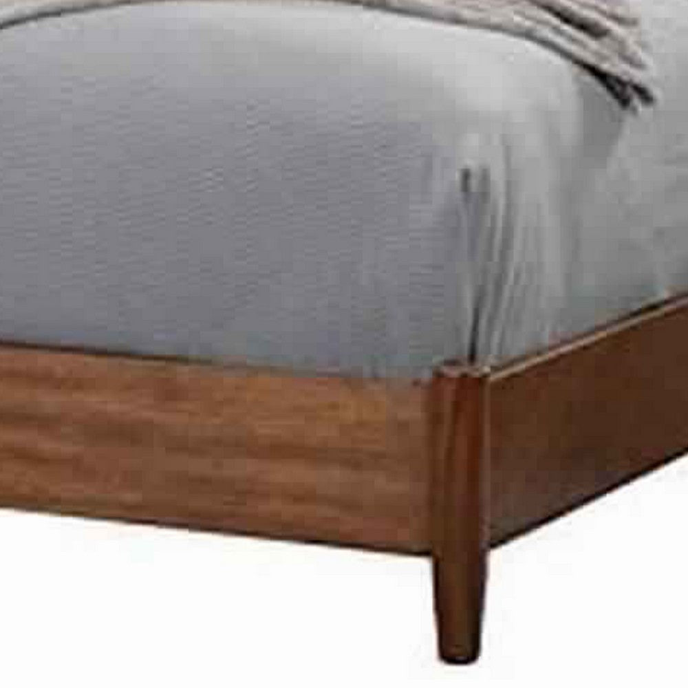 Fabric Upholstered Two Tone California King Panel Bed, Brown and Gray