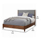 Fabric Upholstered Two Tone California King Panel Bed, Brown and Gray