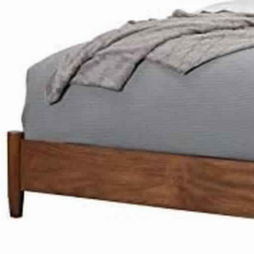 Fabric Upholstered Two Tone Eastern King Panel Bed, Brown and Gray