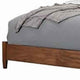 Fabric Upholstered Two Tone Eastern King Panel Bed, Brown and Gray