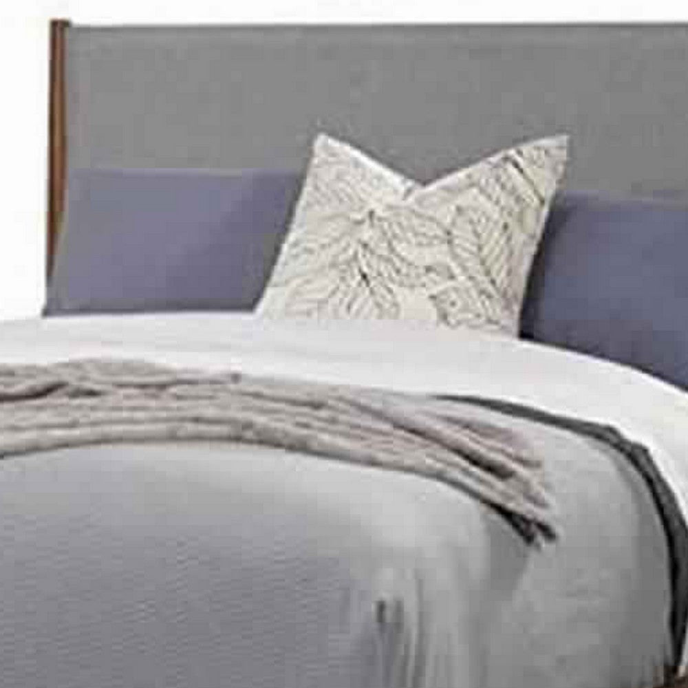 Fabric Upholstered Two Tone Eastern King Panel Bed, Brown and Gray