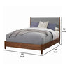 Fabric Upholstered Two Tone Eastern King Panel Bed, Brown and Gray