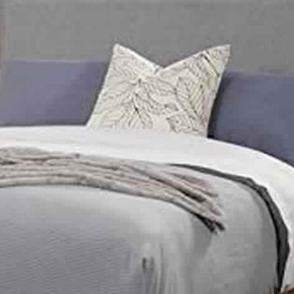 Two Tone Full Panel Bed with Upholstered Headboard, Brown and Gray
