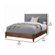 Two Tone Full Panel Bed with Upholstered Headboard, Brown and Gray