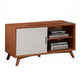 Wooden TV Console with 3 Drawers and 1 Covered Shelf, Brown and White
