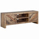 TV Console | Wood | 2 Cabinets | Open Center Shelf | Weathered Brown