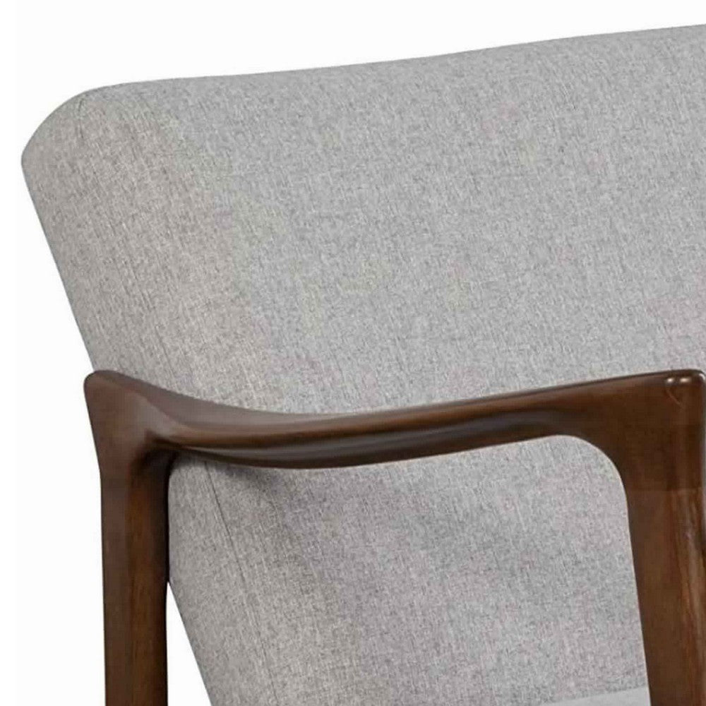 Fabric Padded Mid Century Wooden Lounge Chair, Gray & Brown By Casagear Home