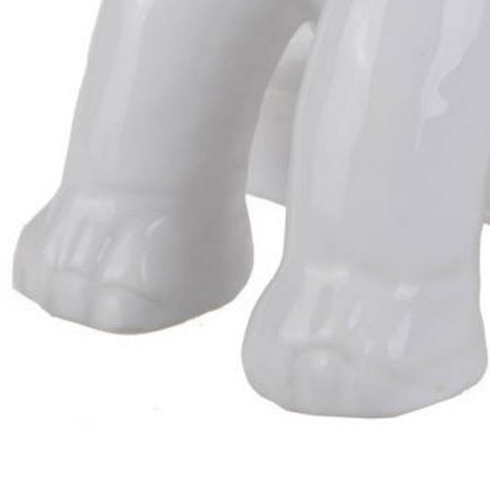 Ceramic Baby Elephant Figurine with Raised Trunk White By Casagear Home BM220541
