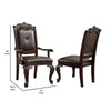 Side Chair | Crowned Top Wood | Faux Leather Seating | Set of 2 | Dark Brown BM220567