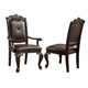 Side Chair | Crowned Top Wood | Faux Leather Seating | Set of 2 | Dark Brown BM220567