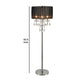 Round Fabric Wrapped Floor Lamp with Crystal Inlay, Gray and Silver By Casagear Home