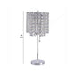 Chandelier Crystal Accented Table Lamp with Tubular Frame, Chrome and Clear By Casagear Home