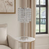 Table Lamp | Chandelier Crystal Accented | Tubular Frame | Chrome & Clear