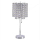 Table Lamp | Chandelier Crystal Accented | Tubular Frame | Chrome & Clear