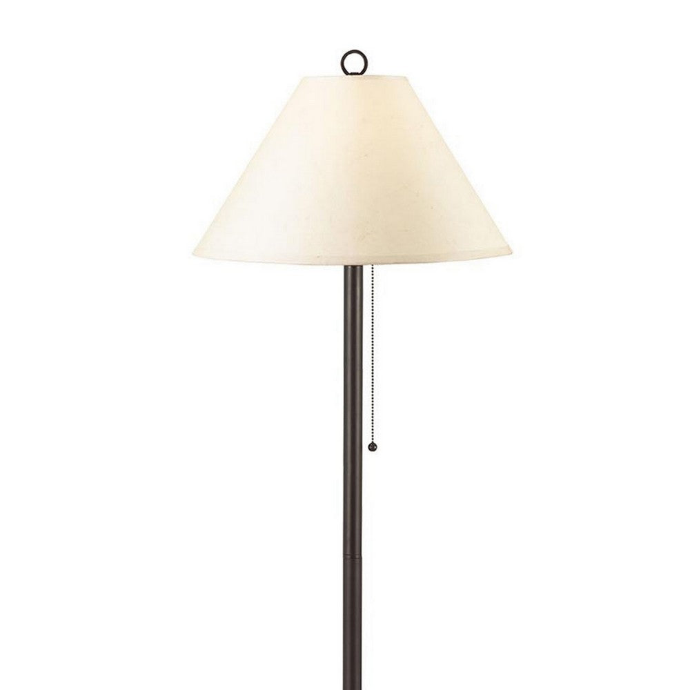 Floor Lamp | Metal | Pull Chain Switch | Paper Shade | Off White & Black