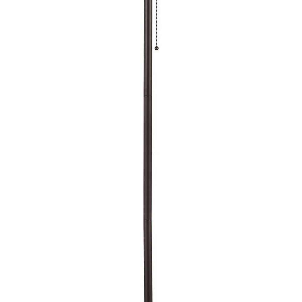 Metal Floor Lamp with Pull Chain Switch and Paper Shade Off White and Black By Casagear Home BM220649