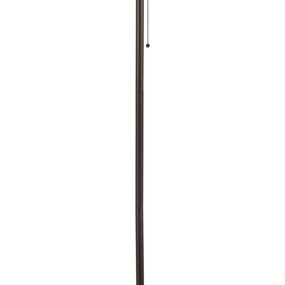 Floor Lamp | Metal | Pull Chain Switch | Paper Shade | Off White & Black