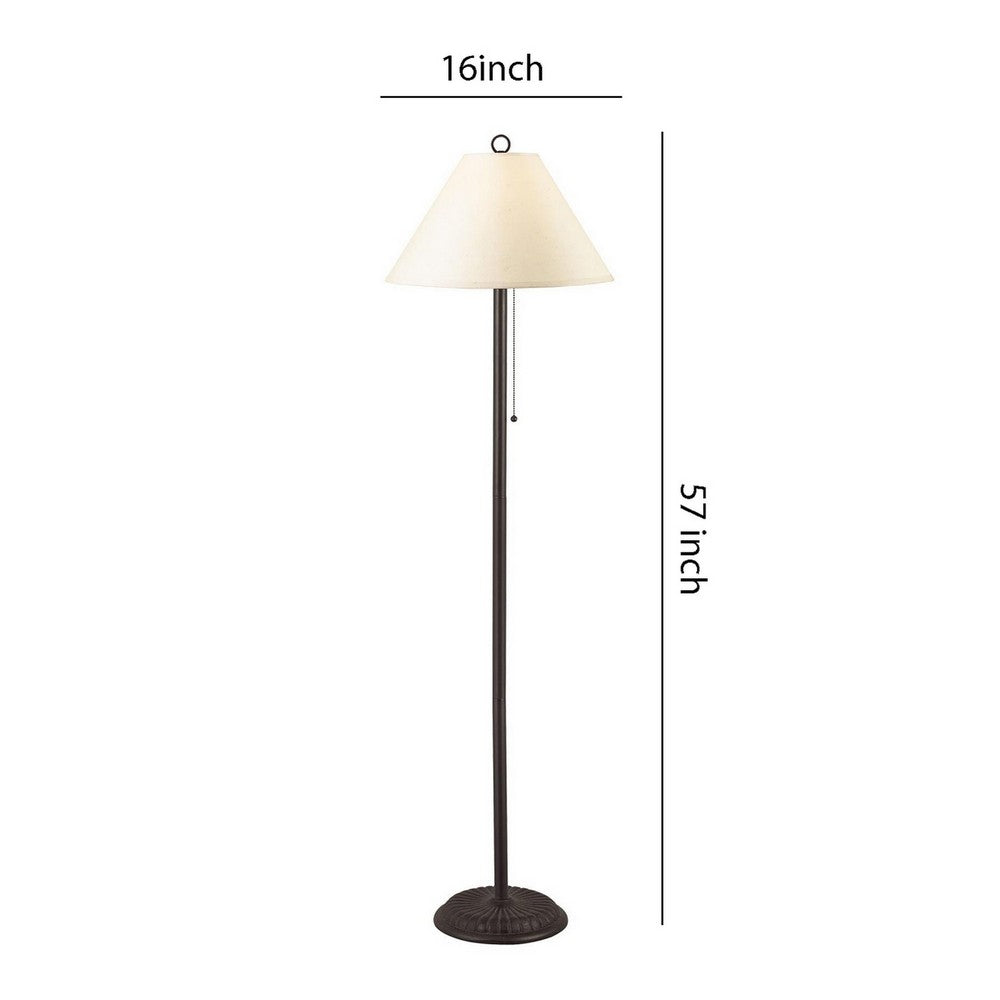 Floor Lamp | Metal | Pull Chain Switch | Paper Shade | Off White & Black