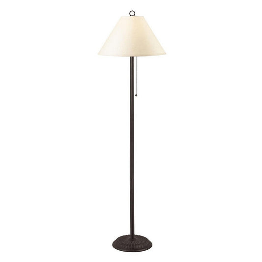 Floor Lamp | Metal | Pull Chain Switch | Paper Shade | Off White & Black