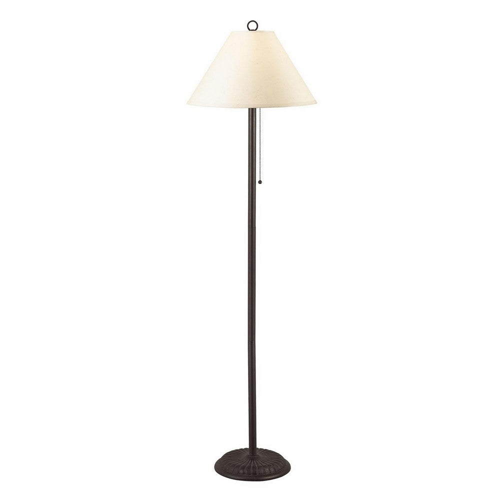 Floor Lamp | Metal | Pull Chain Switch | Paper Shade | Off White & Black