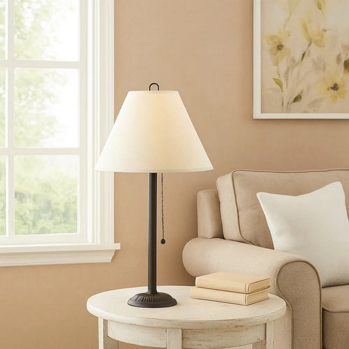 Table Lamp Set | Paper Shade Metal | Pull Chain Switch | Set of 4 | White & Black