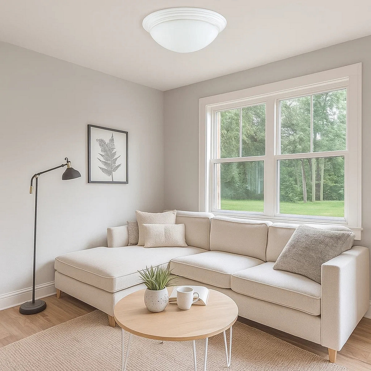 Ceiling Lamp | Dome Shaped Glass | Hardwired Switch | White & Clear