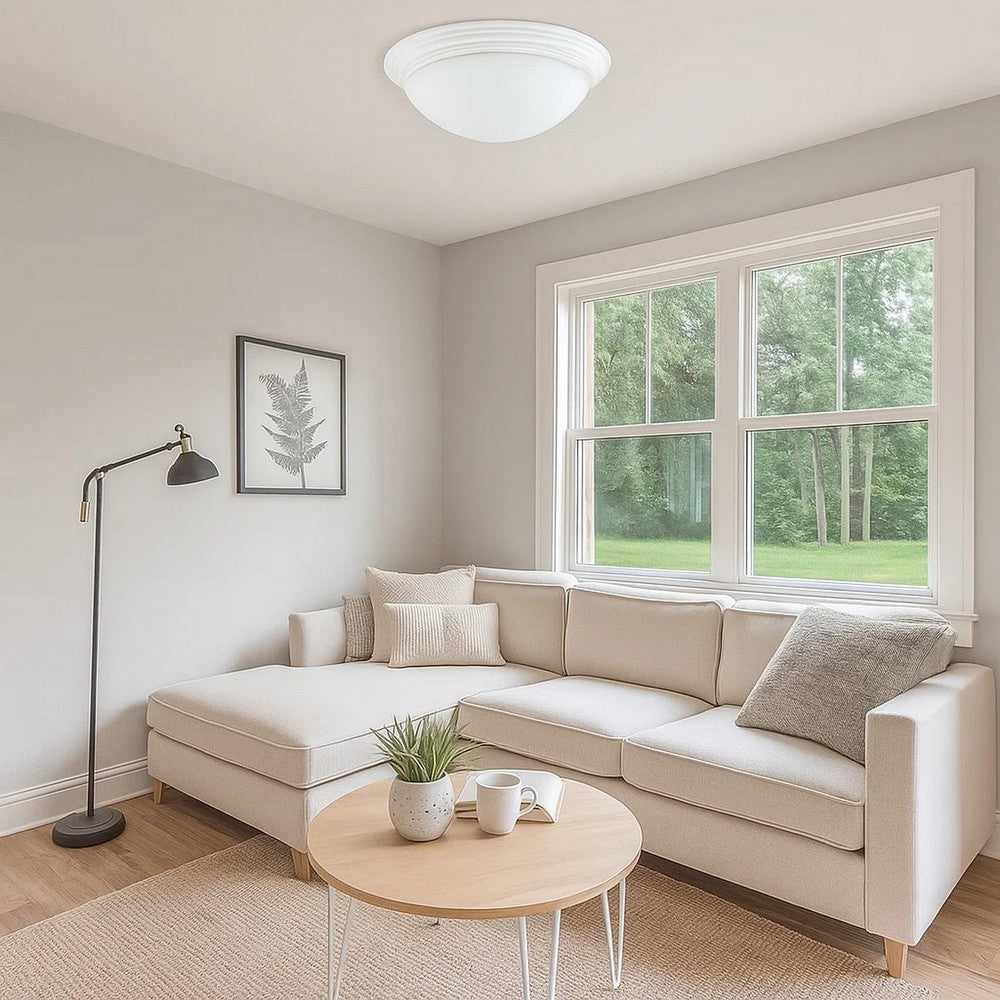 Ceiling Lamp | Dome Shaped Glass | Hardwired Switch | White & Clear