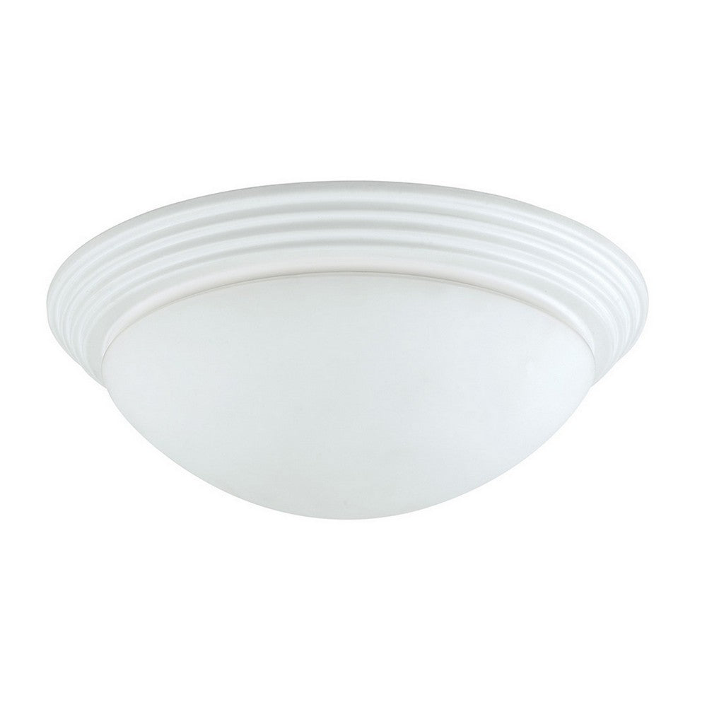 Dome Shaped Glass Ceiling Lamp with Hardwired Switch, White and Clear By Casagear Home