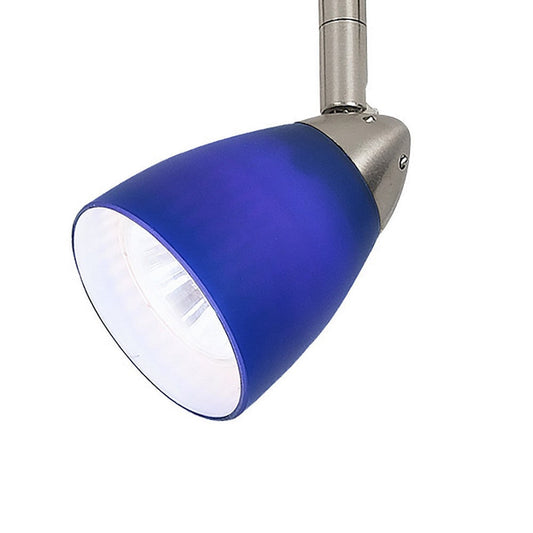Track Light Head | Hand Blown Glass Shade | Adjustable | Metal Frame | Blue