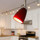 Track Light Head | Hand Blown Glass Shade | Metal Frame | Red & Silver
