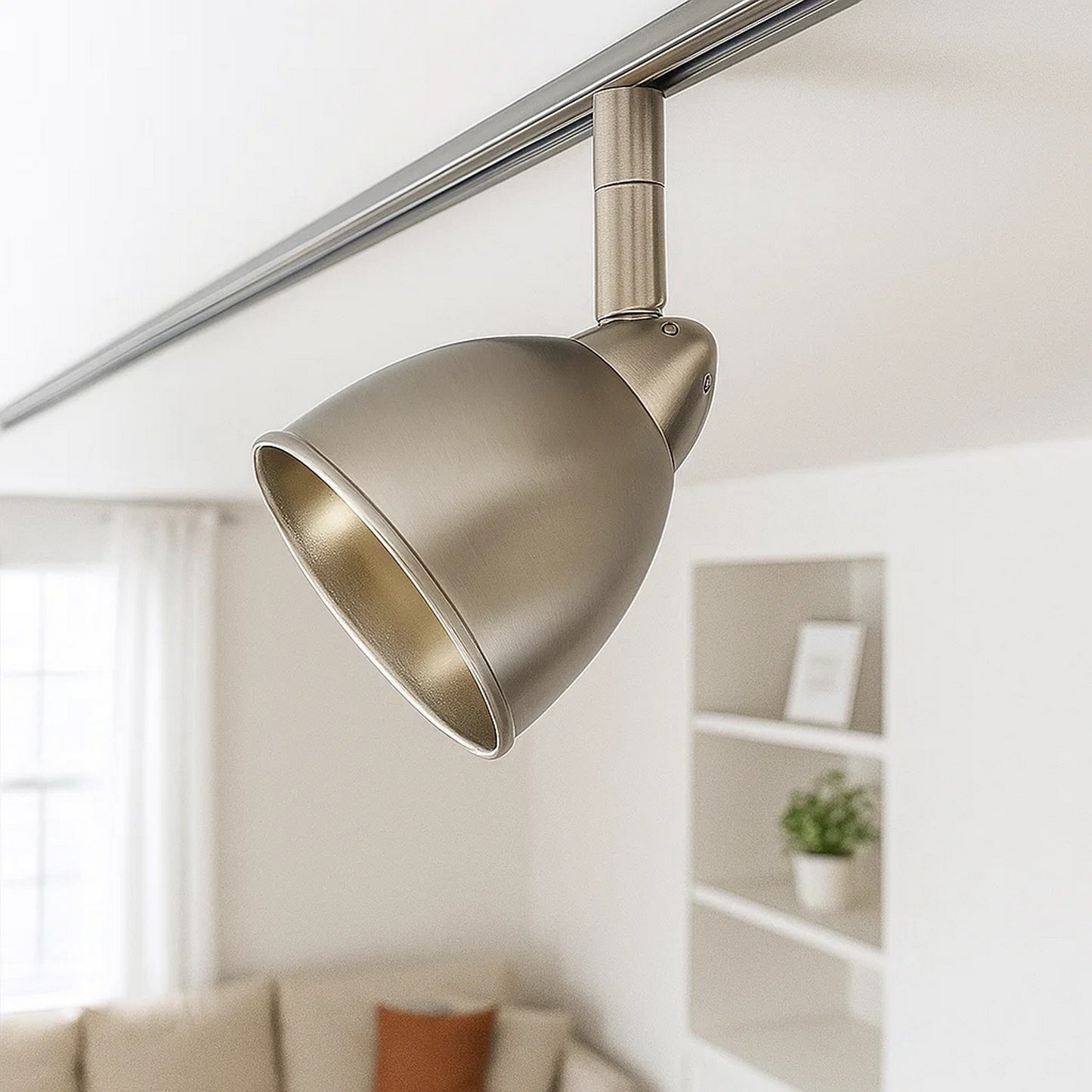 Track Light Head | Round Metal Shade | Frame | Silver