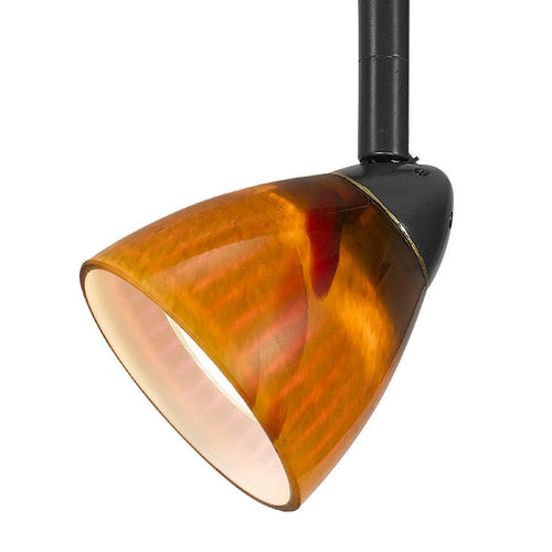 Track Light Fixture | Hand Blown Glass Shade | Metal Frame | Dark Bronze