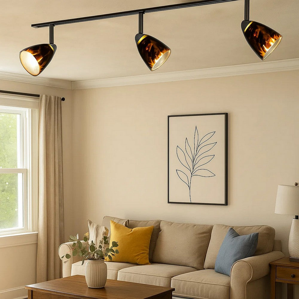 Track Light Head | Hand Blown Glass Shade | Metal Frame | Gold & Bronze