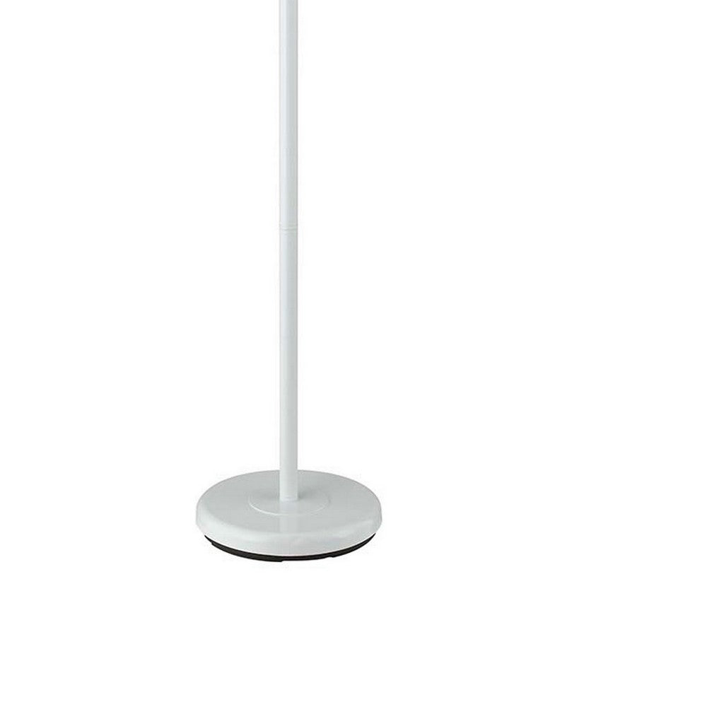 3 Way Torchiere Floor Lamp with Frosted Glass shade and Stable Base, White By Casagear Home
