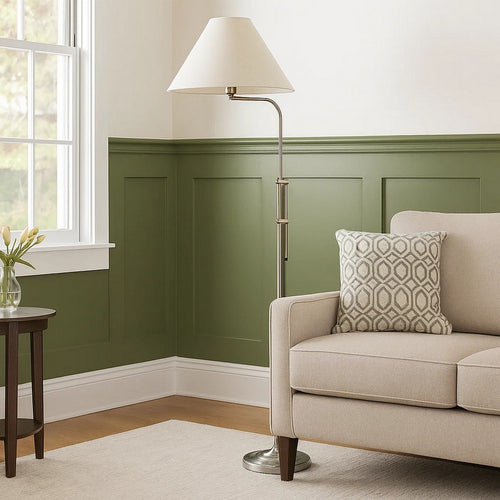 Floor Lamp | 3 Way Metal | Adjustable Height Mechanism | Silver