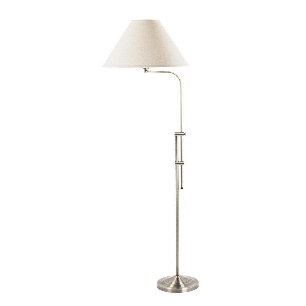 3 Way Metal Floor Lamp with and Adjustable Height Mechanism, Silver By Casagear Home