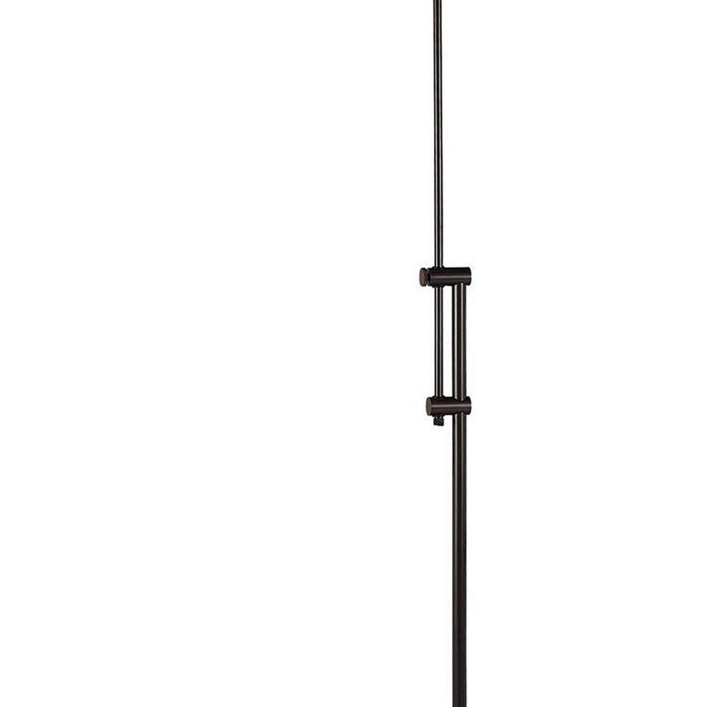 3 Way Metal Floor Lamp with and Adjustable Height Mechanism Bronze By Casagear Home BM220822