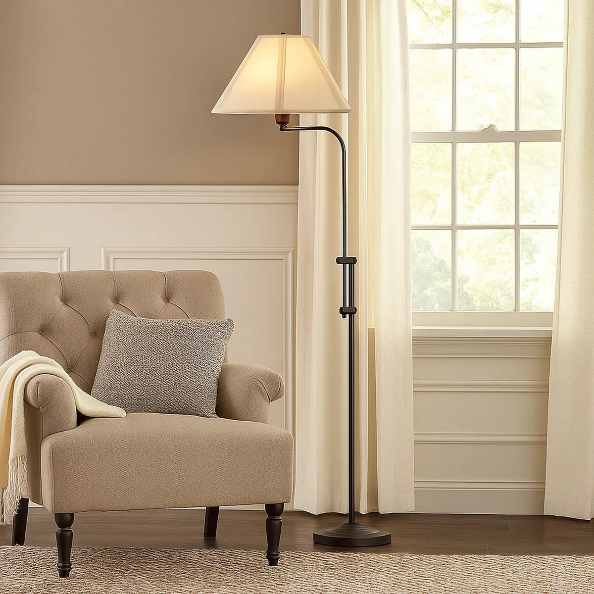 3 Way Metal Floor Lamp | Adjustable Height | Bronze