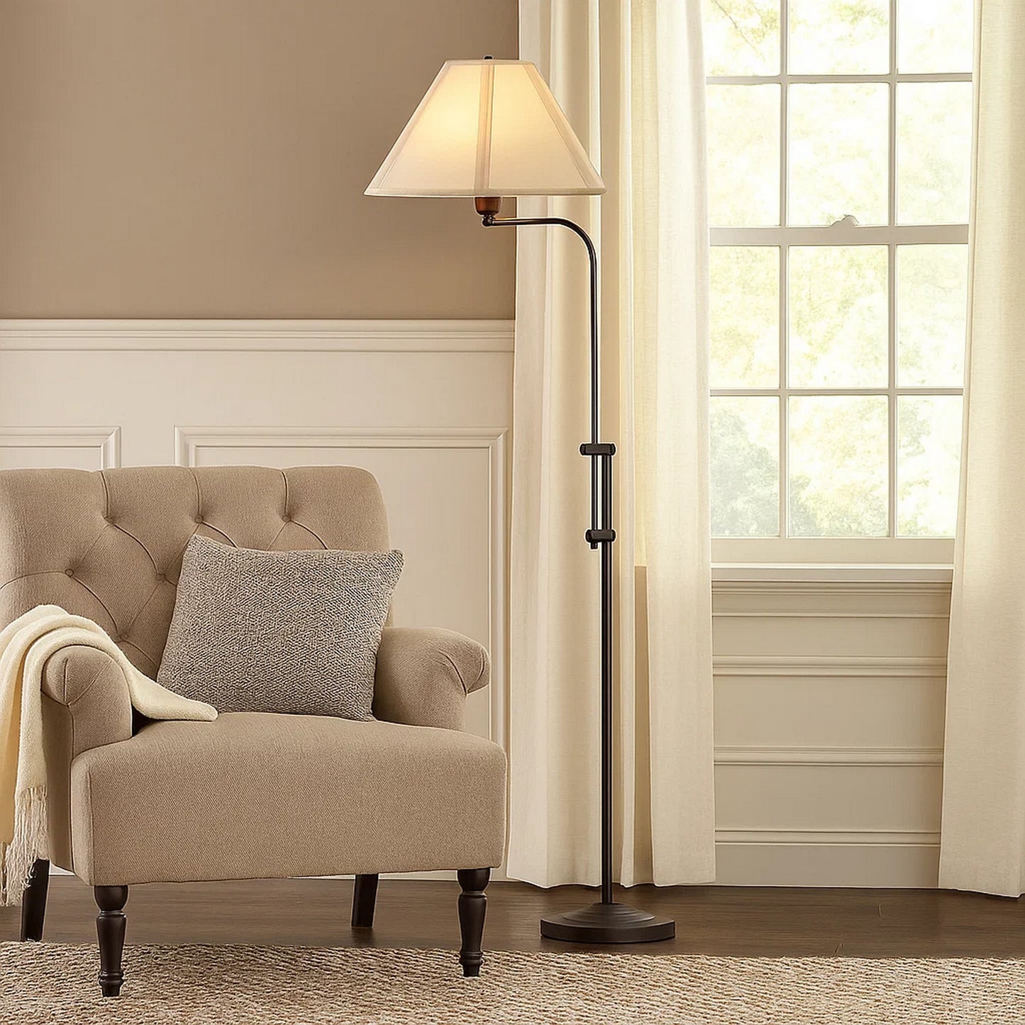 3 Way Metal Floor Lamp | Adjustable Height | Bronze