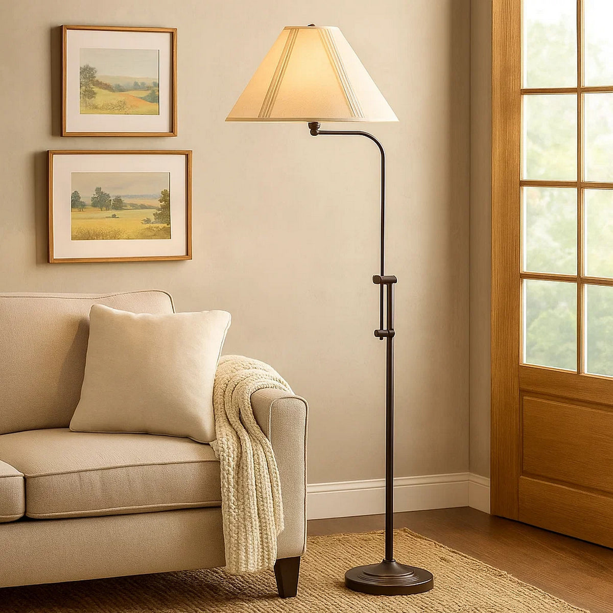 3 Way Metal Floor Lamp | Adjustable Height | Bronze