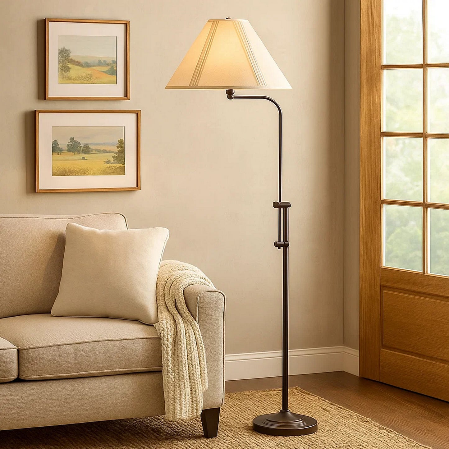 3 Way Metal Floor Lamp | Adjustable Height | Bronze