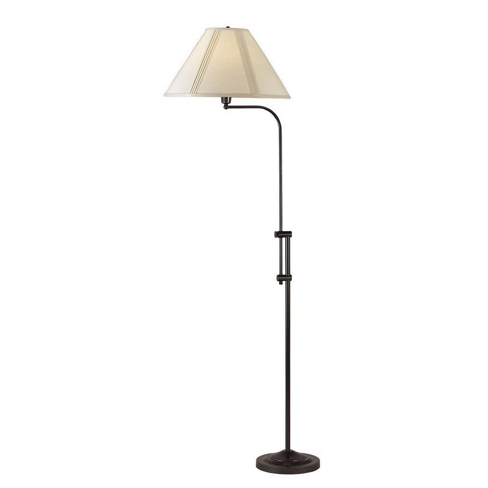 3 Way Metal Floor Lamp with and Adjustable Height Mechanism, Bronze By Casagear Home