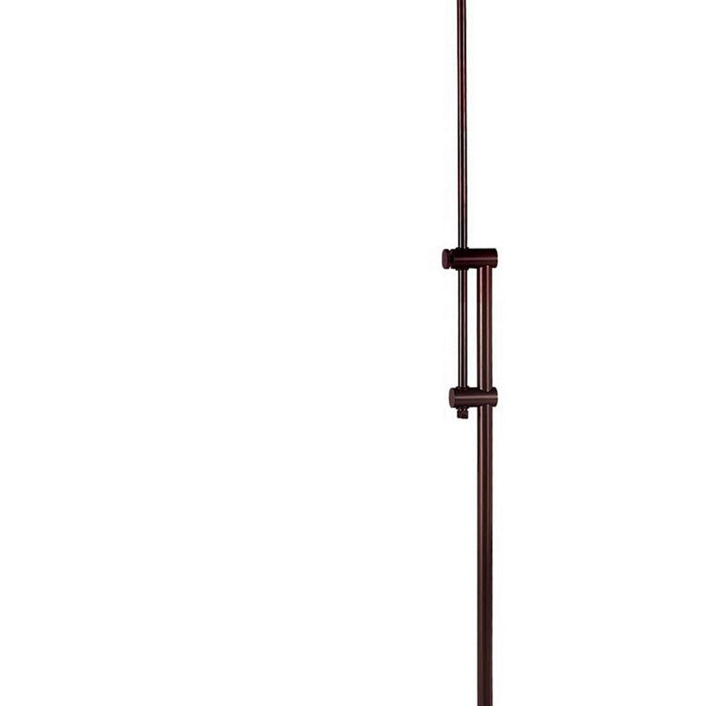 3 Way Metal Floor Lamp with and Adjustable Height Mechanism Brown By Casagear Home BM220823