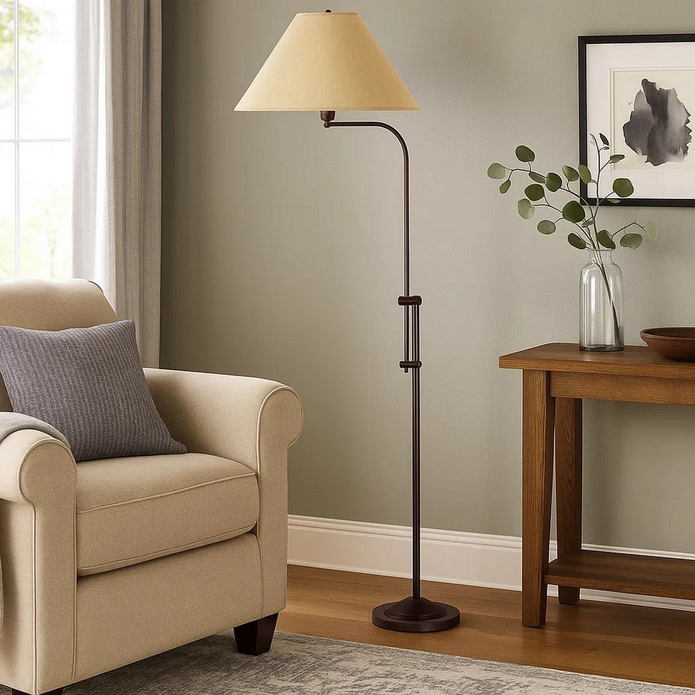 3 Way Metal Floor Lamp | Adjustable Height | Brown