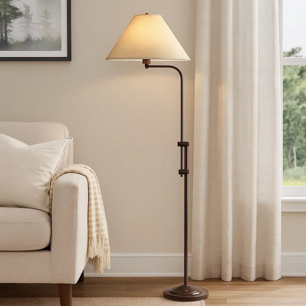 3 Way Metal Floor Lamp | Adjustable Height | Brown