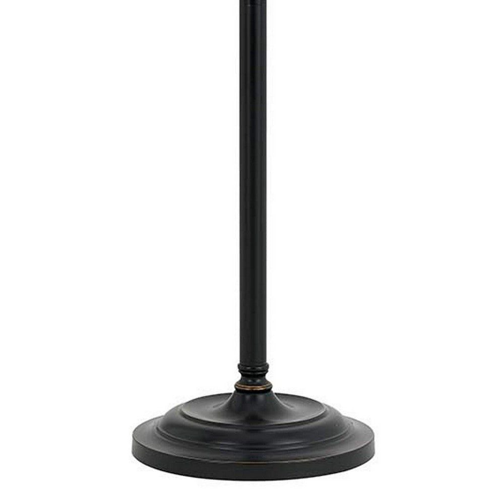 100 Watt Metal Down Bride Floor lamp with Fabric Tapered Drum Shade, Black By Casagear Home