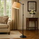 Down Bridge Floor Lamp | 100W | Fabric Tapered Drum Shade | Black
