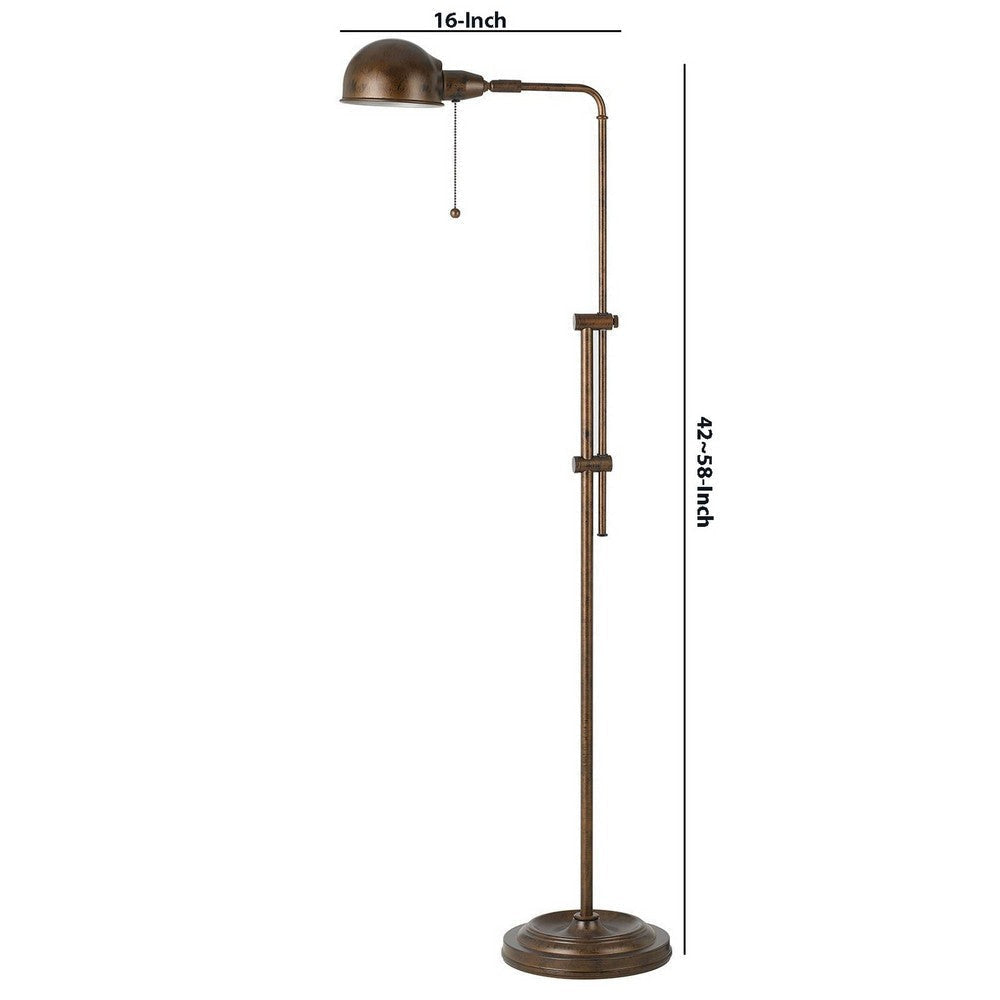 Adjustable Height Metal Pharmacy Lamp with Pull Chain Switch, Bronze By Casagear Home
