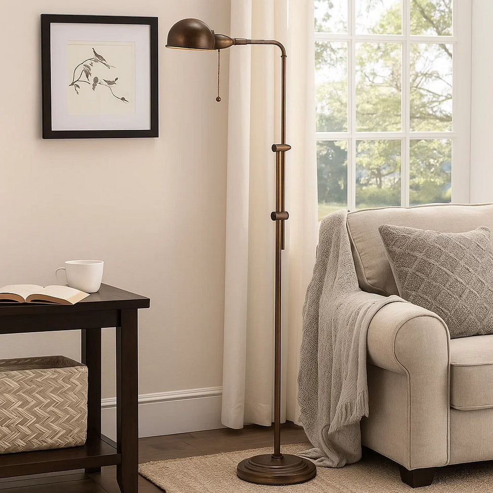 Adjustable Height Metal Pharmacy Lamp | Pull Chain Switch | Bronze